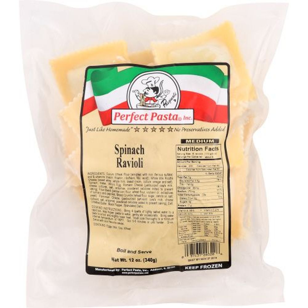 Perfect Pasta Medium Square Spinach And Cheese Ravioli, 12 Ounce -- 10 Per Case