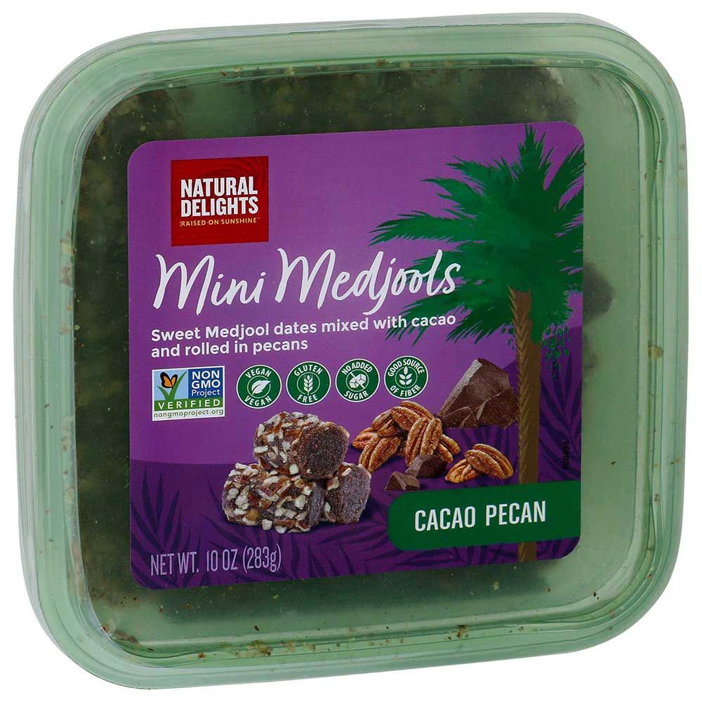 Bard Valley Natural Delights Mini Medjool Dates Rolled In Cacao Pecan, 10 Ounce -- 12 Per Case