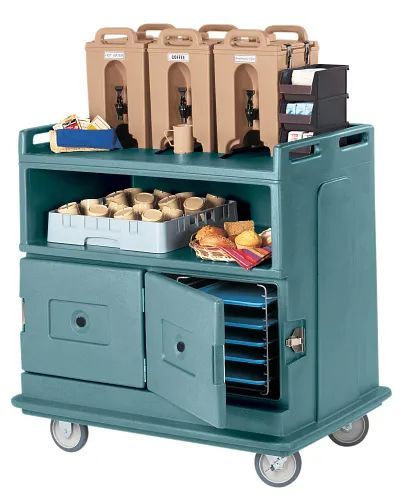 Cambro Slate Blue Flat Top Counter Insulated Beverage Service Cart, 44 1/2 X 30 X 44 Inch