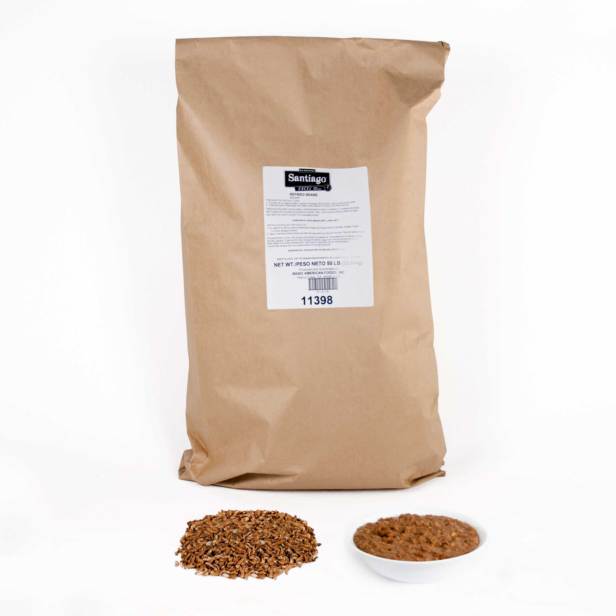 Santiago Smooth Refried Beans, 50 Pound