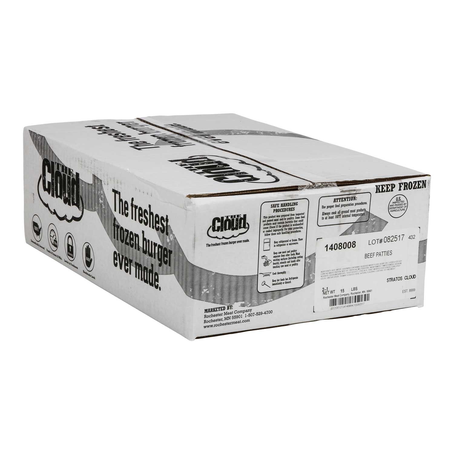 Cloud 2:1 Beef Patty, 8 Ounce -- 30 Per Case