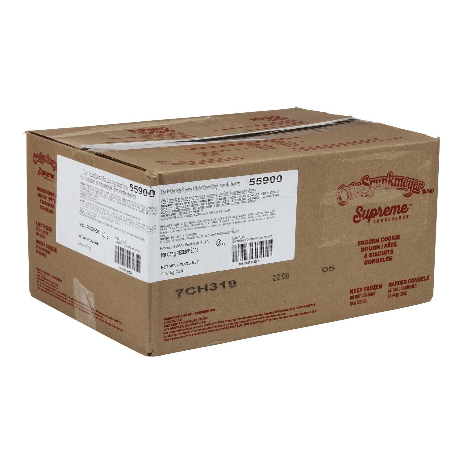 Otis Spunkmeyer Supreme Indulgence All Butter Chunky Chocolate Cookie Dough, 2 Ounce -- 160 Per Case