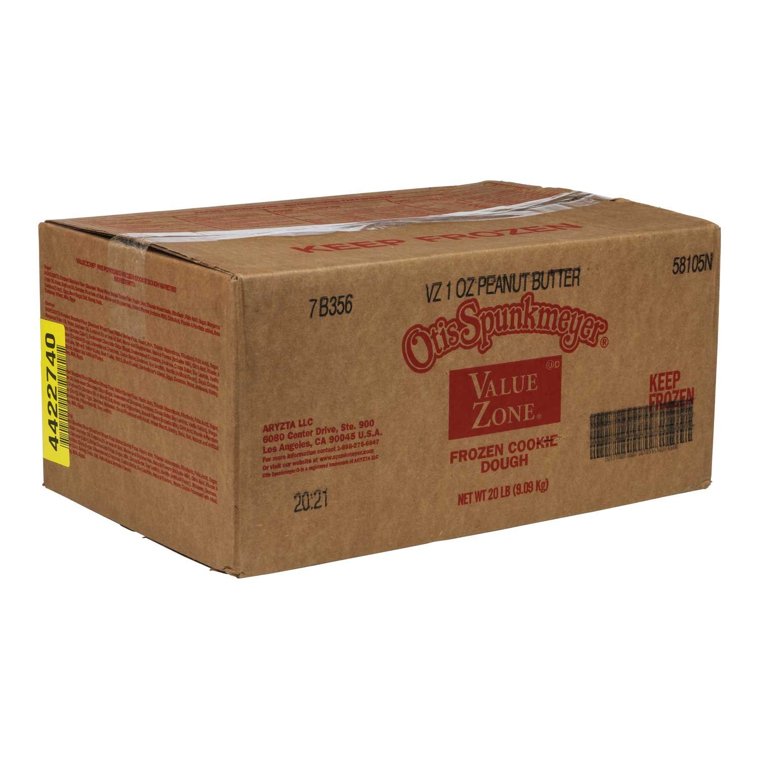 Otis Spunkmeyer Value Zone Peanut Butter Cookies Dough, 1 Ounce -- 320 Per Case