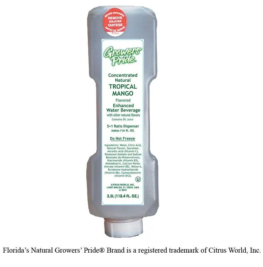 Florida's Natural Grower's Pride Concentrate Mango Enhanced Water Beverage, 3.5 Liter -- 3 Per Case