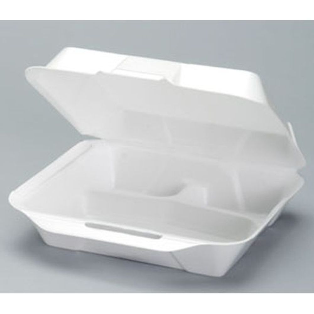 Genpak White Foam Extra Large 3 Compartment Container, 100 Count -- 2 Per Case