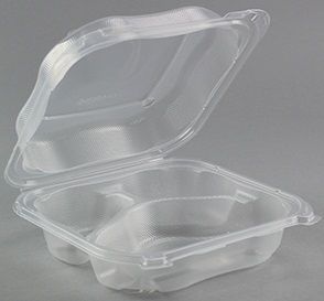 Genpak Clear Large 3 Compartment Hinged Container -- 150 Per Case