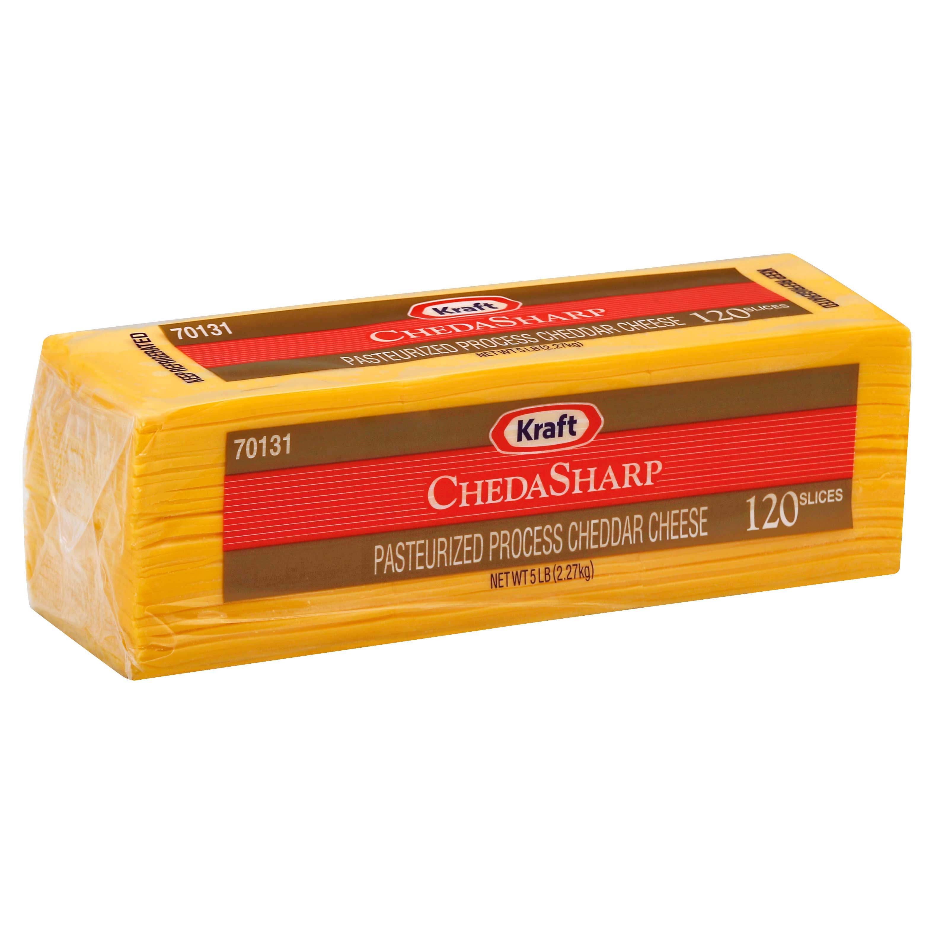 Kraft Regular Sharp Cheddar Sliced Cheese, 5 Pound -- 4 Per Case