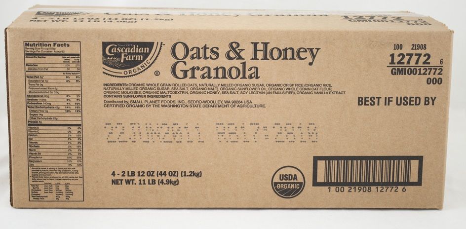 Cascadian Farm Honey Nut Organic Whole Grain Oat Cereal, 44 Ounce -- 4 Per Case