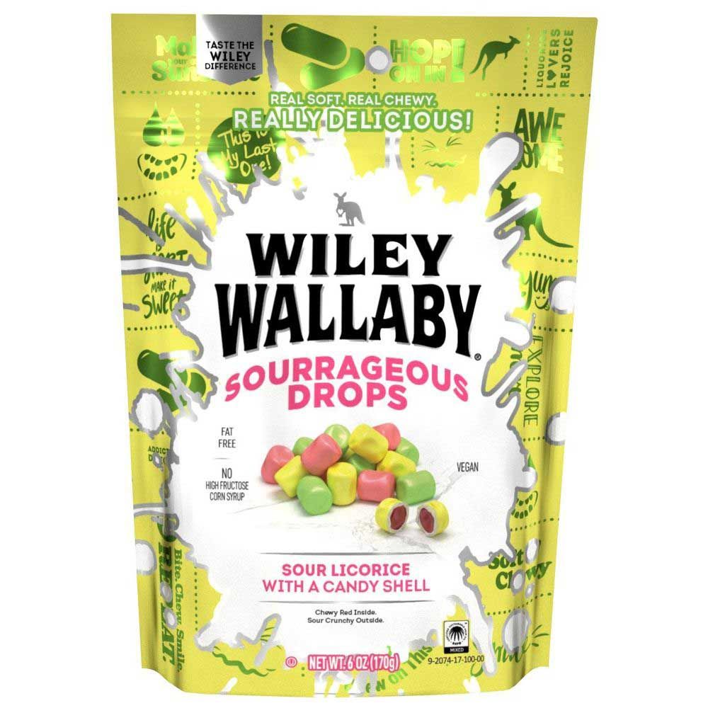 Wiley Wallaby Sourrageous Sour Licorice Drops, 6 Ounce -- 12 Per Case