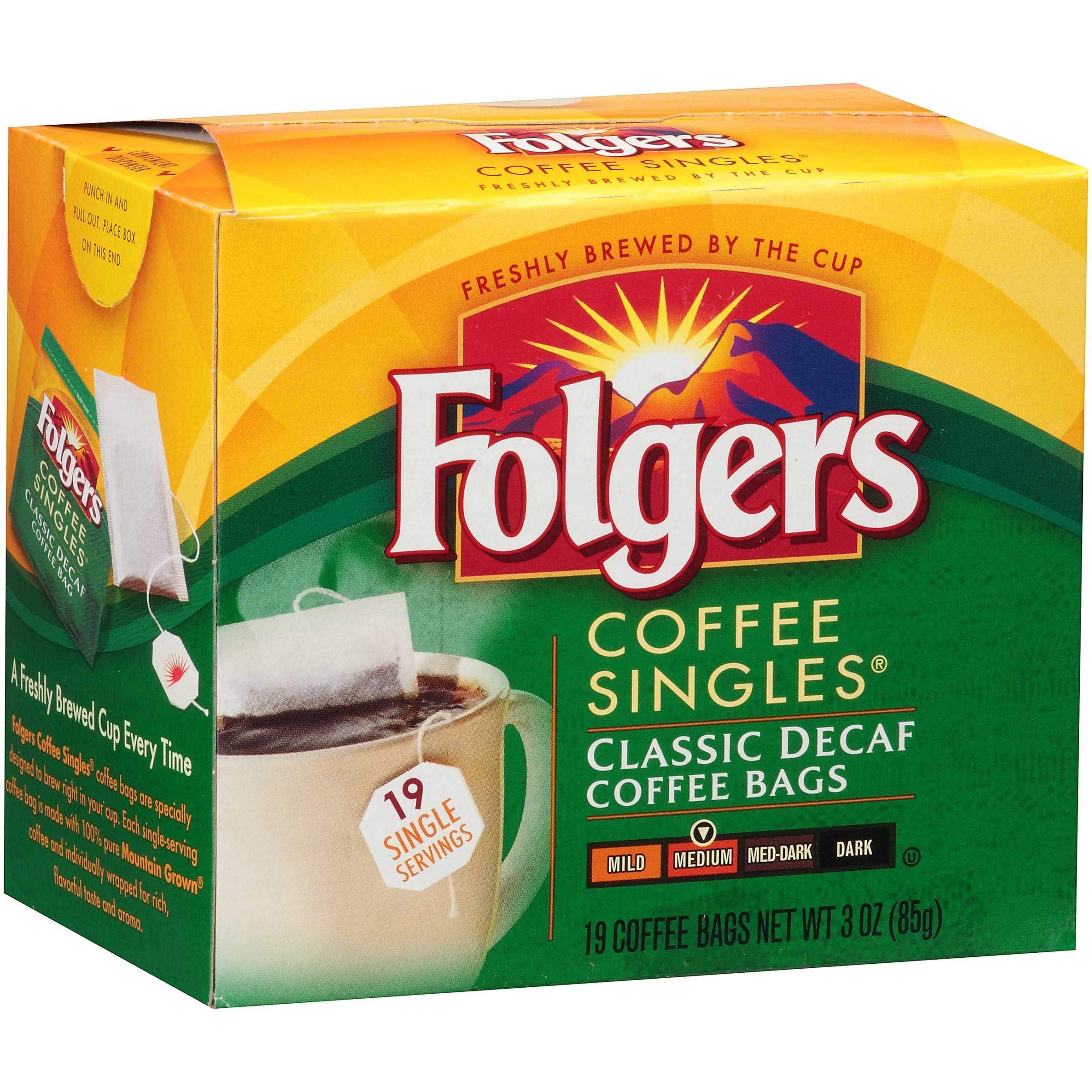 Folgers Decaffeinated Coffee Singles, 3 Ounce -- 12 Per Case
