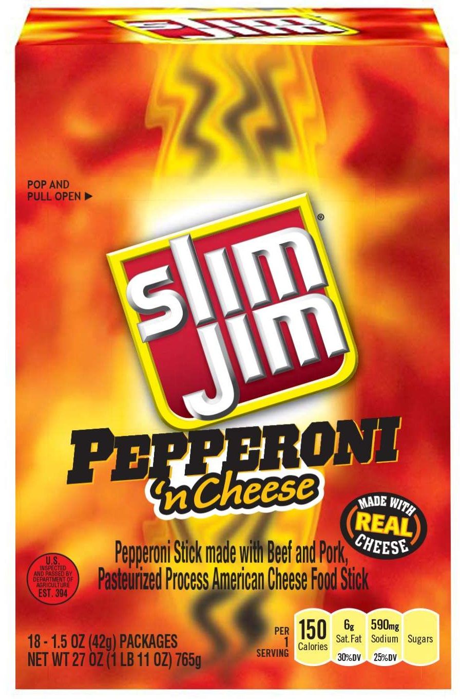 Slim Jim Pepperoni And Cheese Sticks, 1.5 Ounce, 18 Count -- 6 Per Case