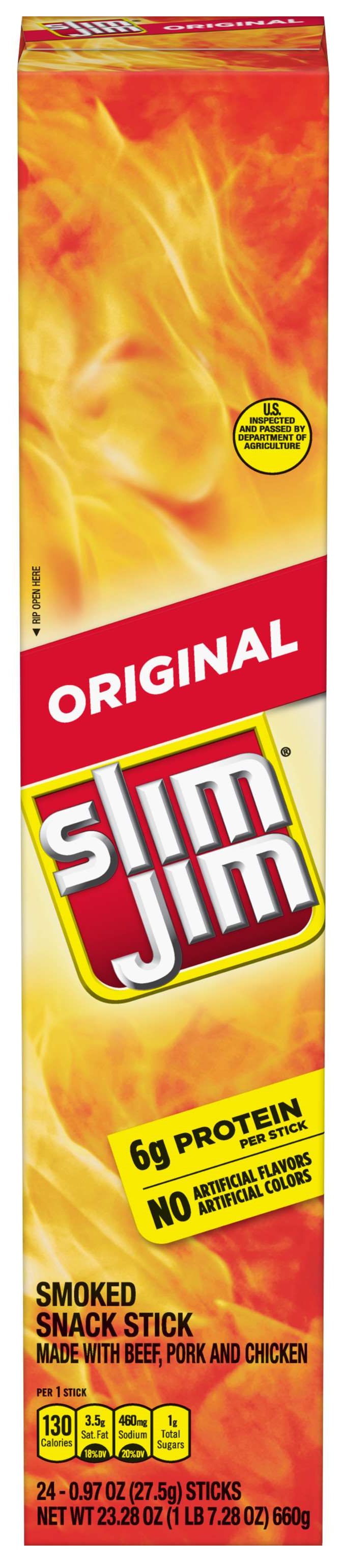 Slim Jim Originial Giant Meat Smoked Snack Stick, 0.97 Ounce -- 144 Per Case