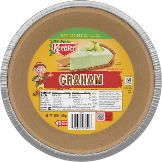 Keebler Ready Crust 9 Inch Reduced Fat Graham Cracker Pie Crust, 6 Ounce Tin -- 12 Per Case