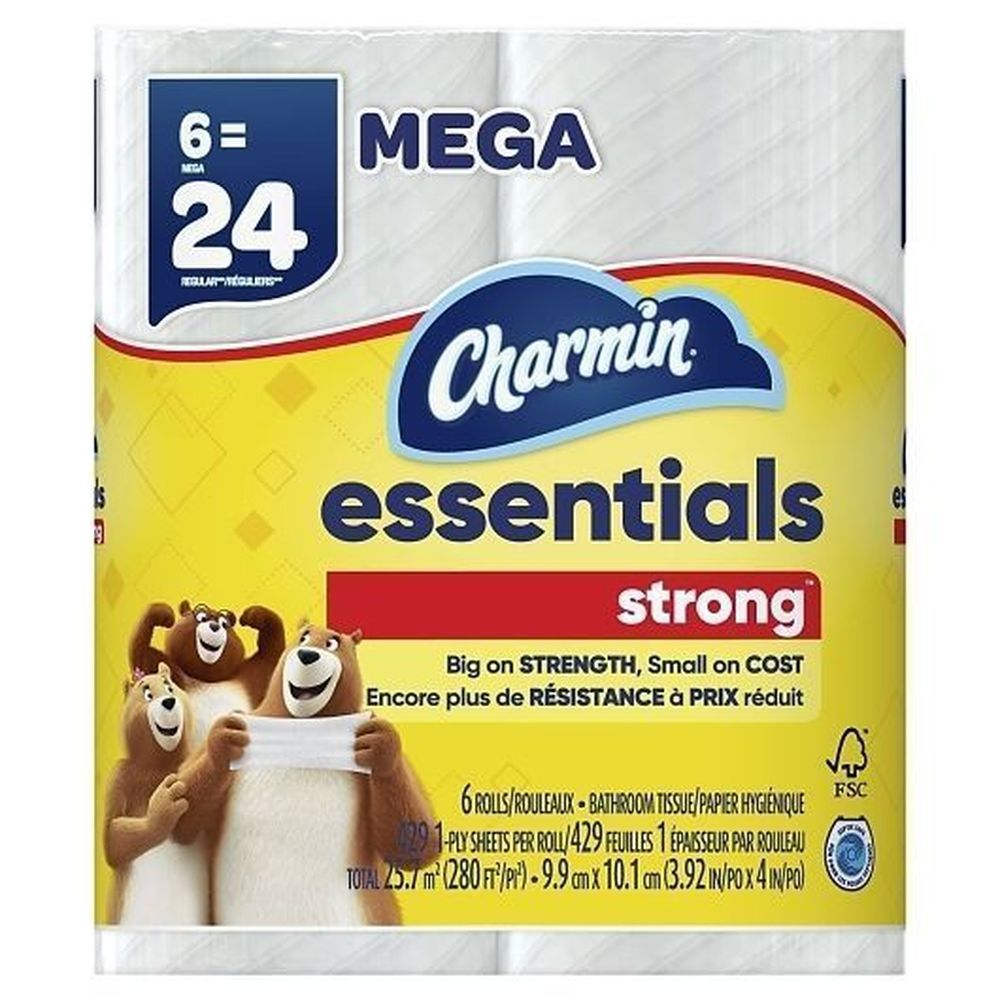 Charmin Essentials Strong Toilet Paper, 280 Square Foot -- 3 Per Case