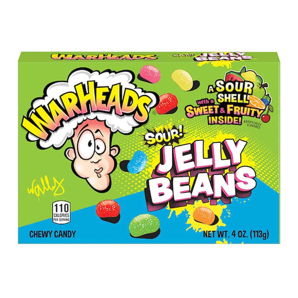 Warheads Sour Jelly Bean Candy, Theater Box, 4 Ounce -- 12 Per Case