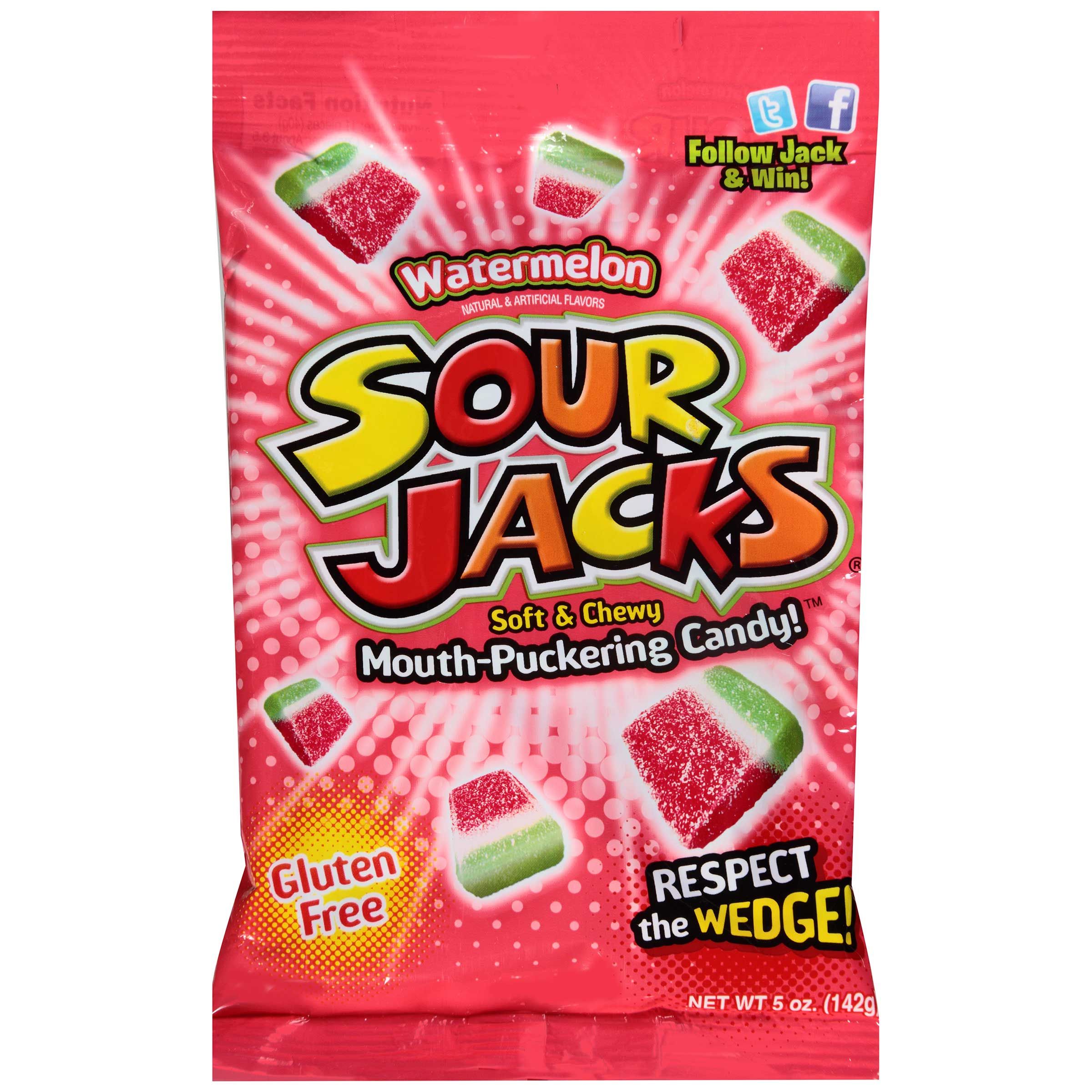 Sour Jacks Watermelon Soft And Chewy Mouth Puckering Candy, 5 Ounce -- 12 Per Case