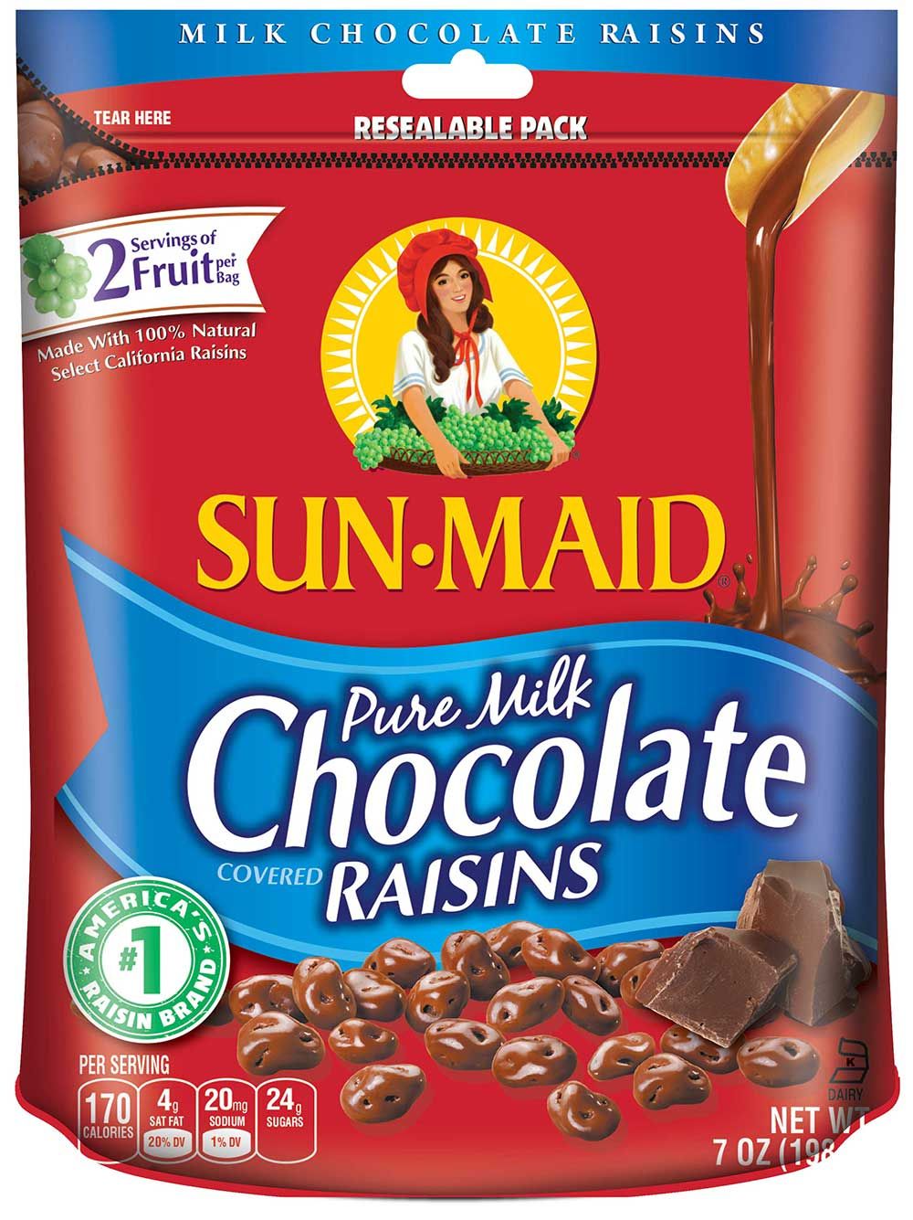 Sun-maid Milk Chocolate Covered Raisins, 7 Ounce -- 6 Per Case