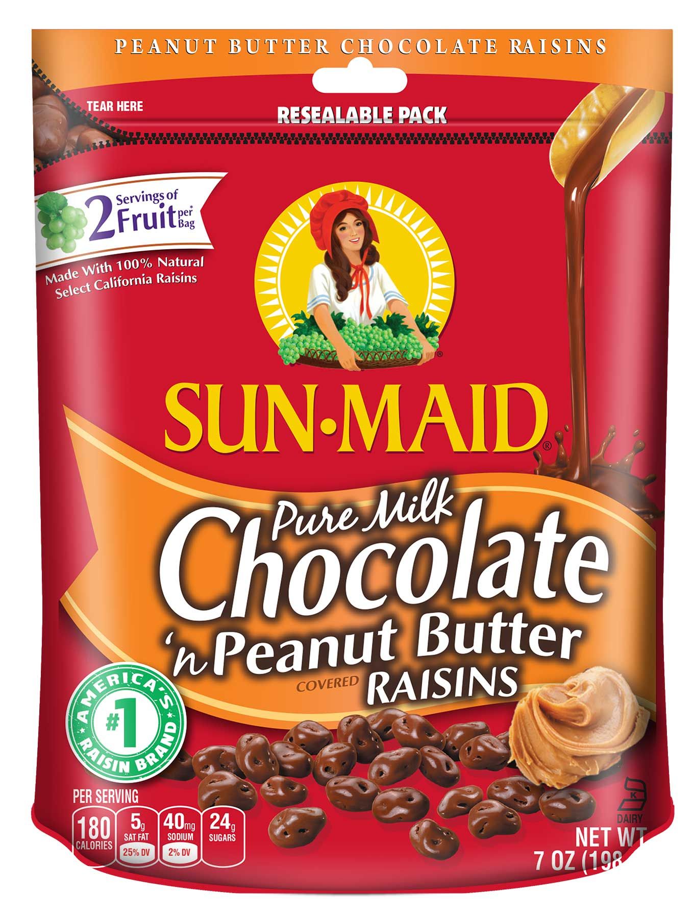 Sun-maid Peanut Butter And Milk Chocolate Covered Raisins, 7 Ounce -- 6 Per Case