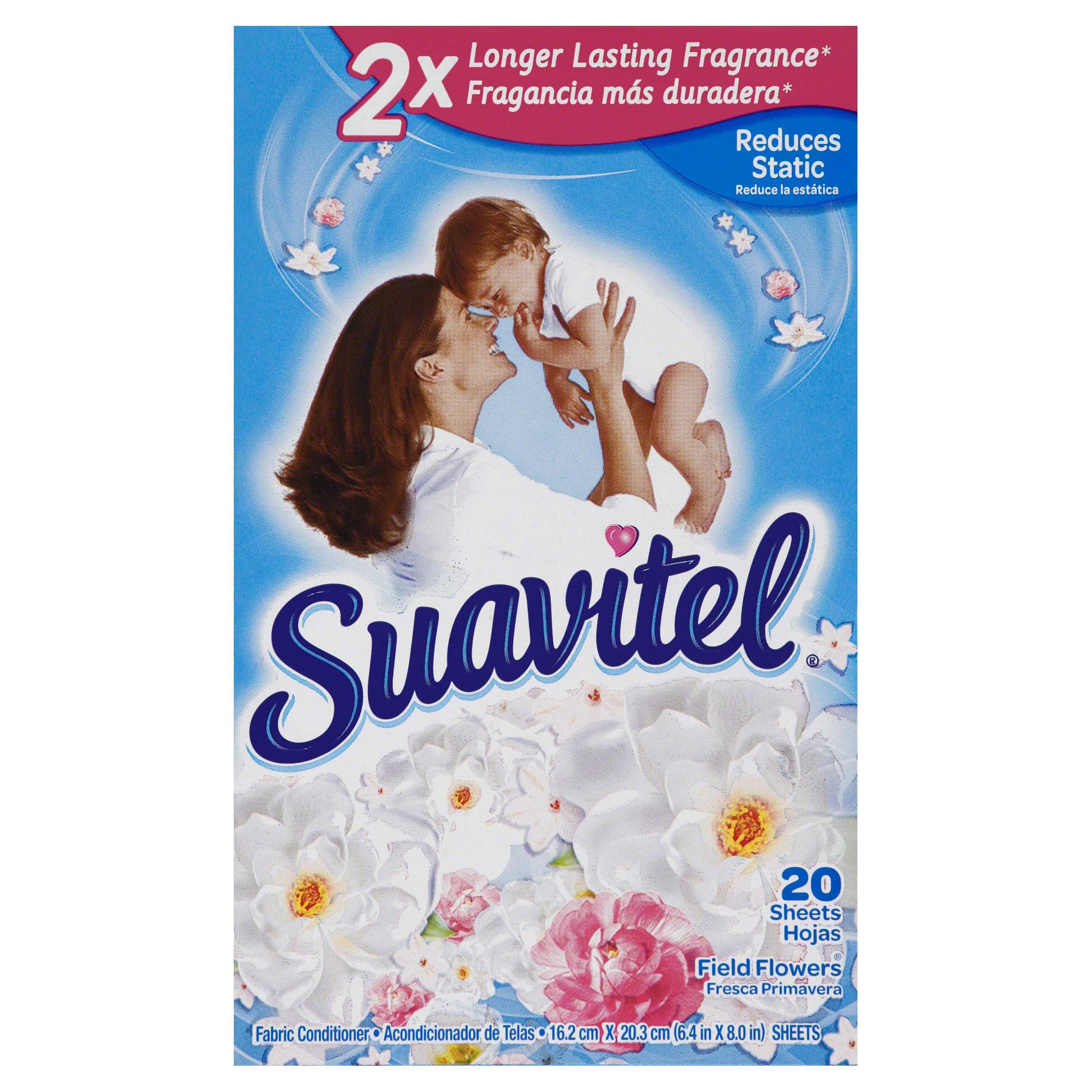Suavitel Field Flowers Dryer Sheet, 20 Count -- 15 Per Case