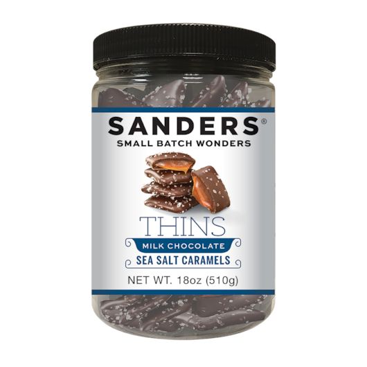 Sanders Milk Chocolate Sea Salt Caramel Thins, 18 Ounce -- 6 Per Case