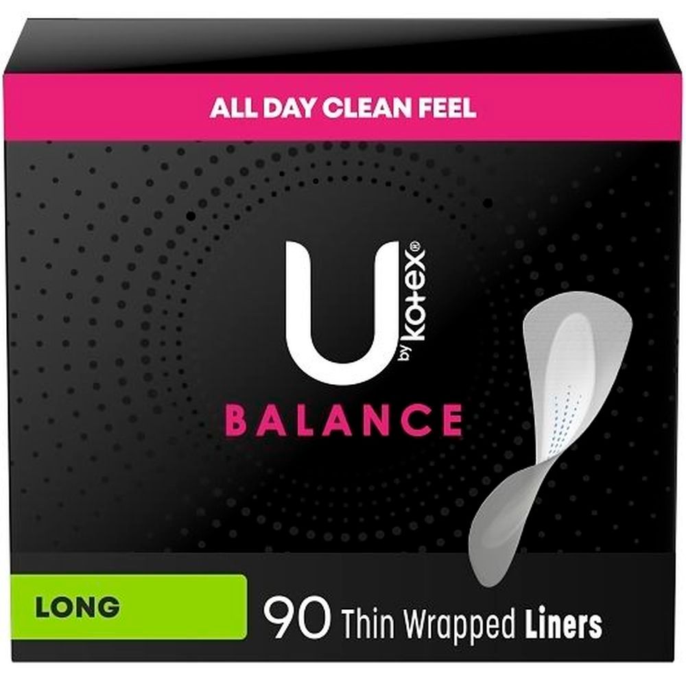 U By Kotex Long Folded Pantiliner, 90 Count -- 5 Per Case