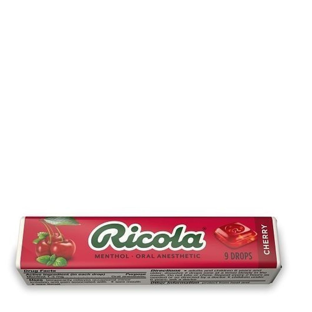 Ricola Oral Anesthetic Menthol Cherry Sticks, 9 Count -- 240 Per Case