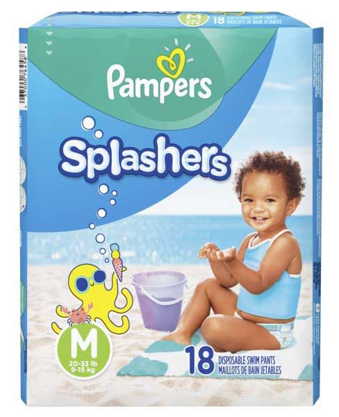 Pampers Size 4 Jumbo Splashers Diaper, 18 Count -- 6 Per Case
