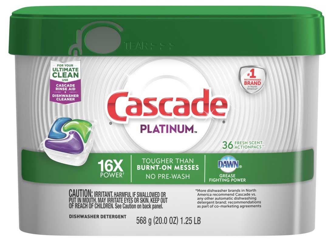 Cascade Fresh Scent Platinum Action Pacs Liquid And Powder Dishwasher Detergent, 1.25 Pound Pouch -- 6 Per Case