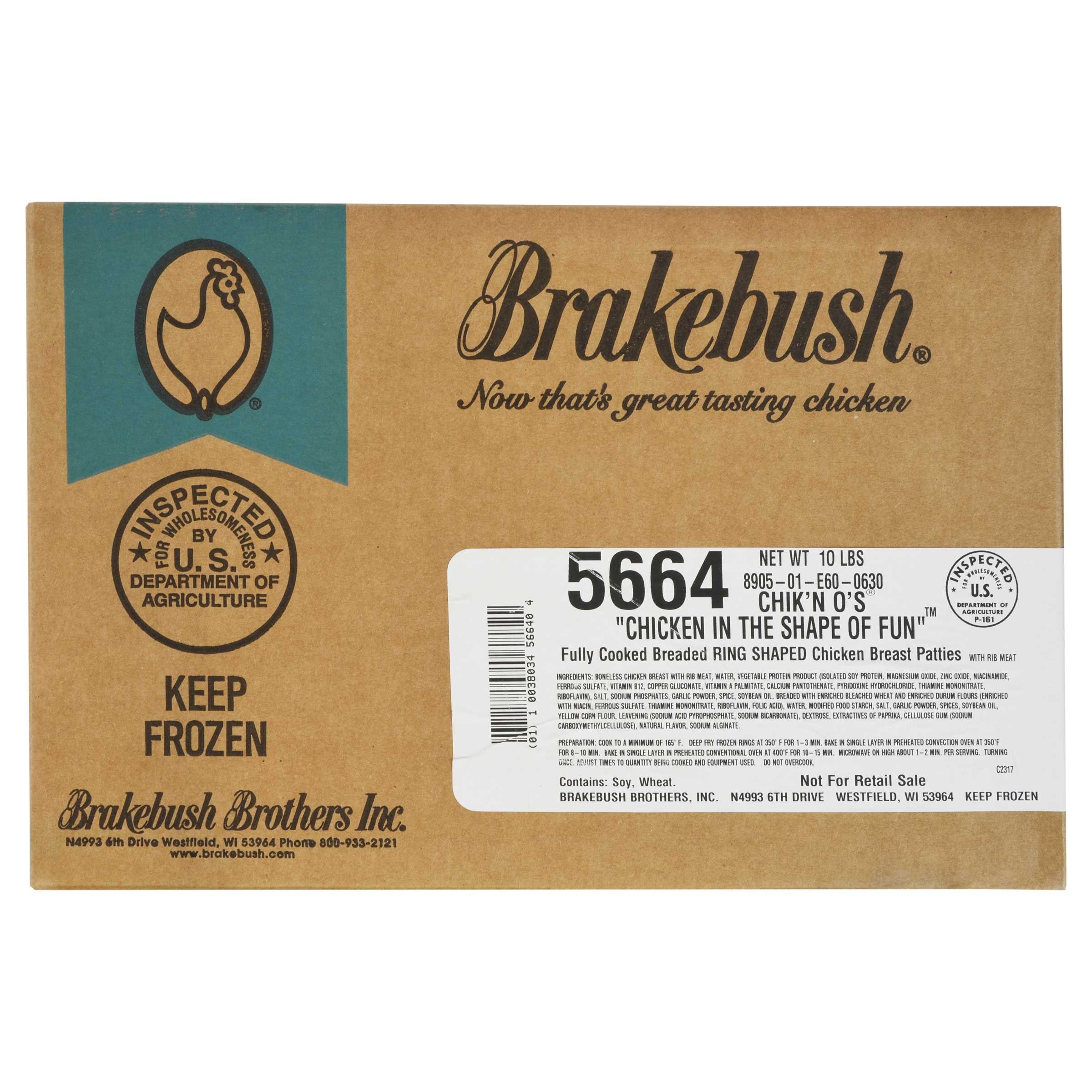 Brakebush Fully Cooked Rings O Shaped Breaded Chicken Breast Patties, 5 Pound -- 2 Per Case