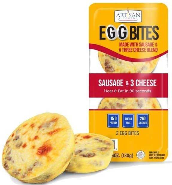Artisan Kitchens Sausage And Three Cheese Egg Bites, 2 Count -- 7 Per Case