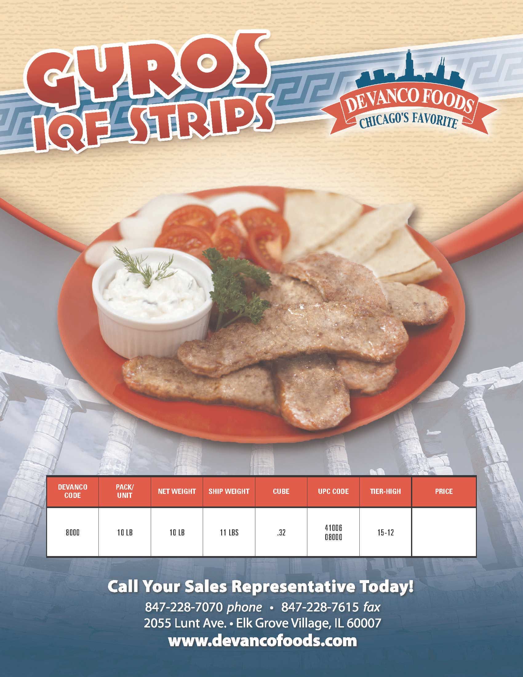Devanco Individual Quick Frozen Gyro Slices, 10 Pound