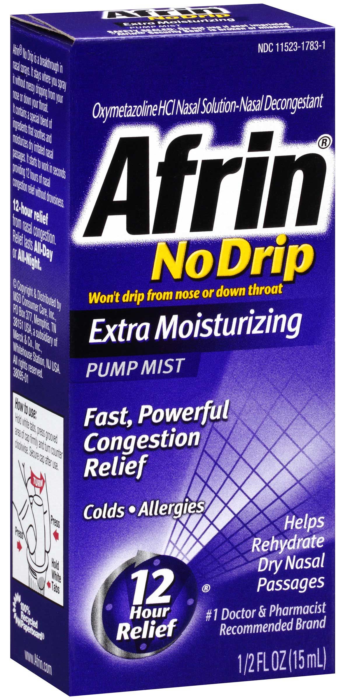Afrin 12 Hour Pump Mist No Drip Congestion Relief Nasal Spray, 15 Ml -- 36 Per Case