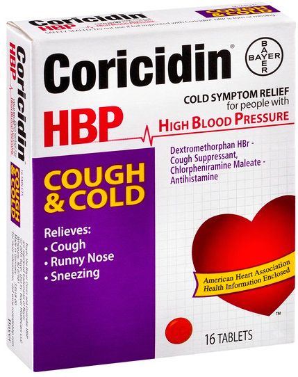 Coricidin High Blood Pressure Cough And Cold Symptom Relief, 16 Count -- 36 Per Case