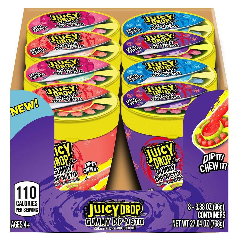 Juicy Drop Gummy Dip N Stix Cup, 3.4 Ounce -- 128 Per Case