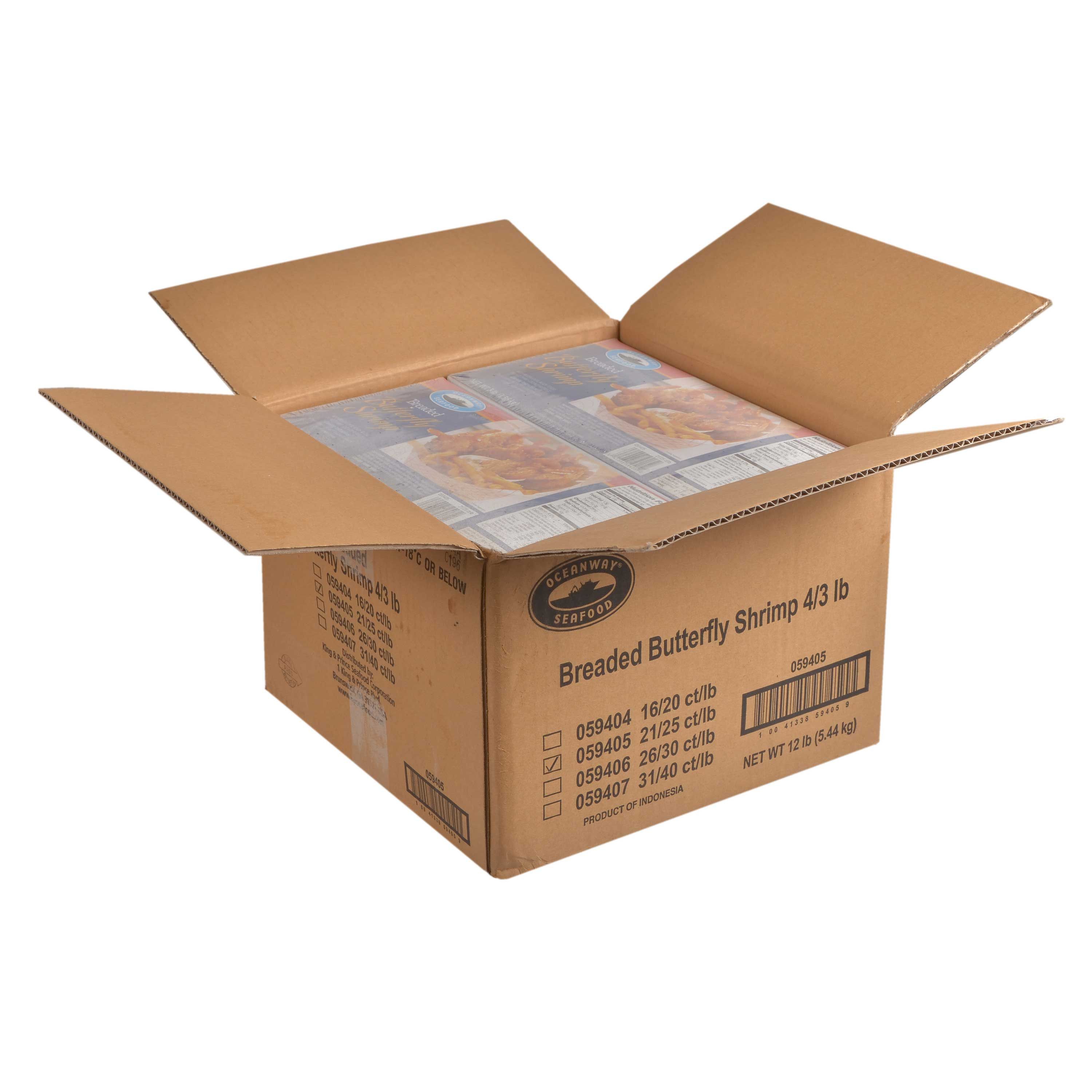 Oceanway Seafood Butterfly Breaded Shrimp, 21/25 Count, 3 Pound -- 4 Per Case