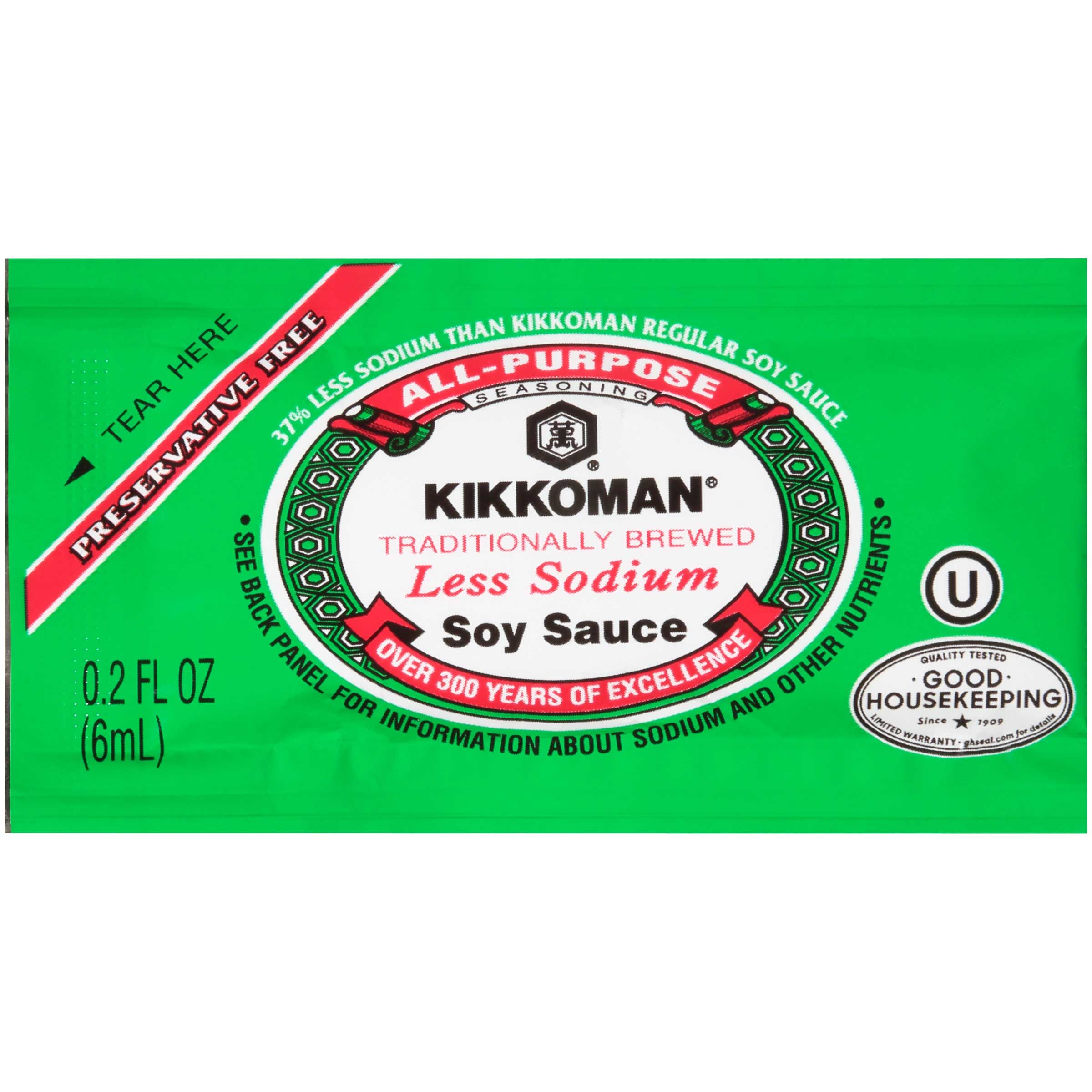 Kikkoman Less Sodium Preservative Free Soy Sauce Packet, 6 Ml -- 200 Per Case