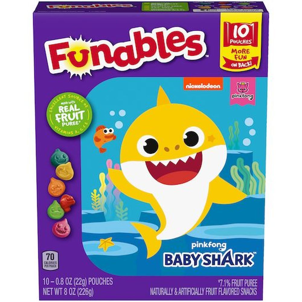 Ferrara Funables Paw Patrol Baby Shark Fruit Flavored Snack, 40 Count