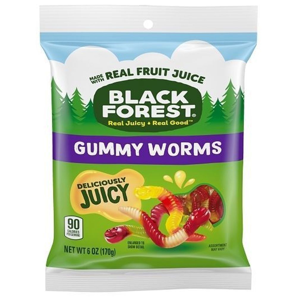 Black Forest Gummy Worms Candies, 6 Ounce Peg Bag -- 8 Per Case