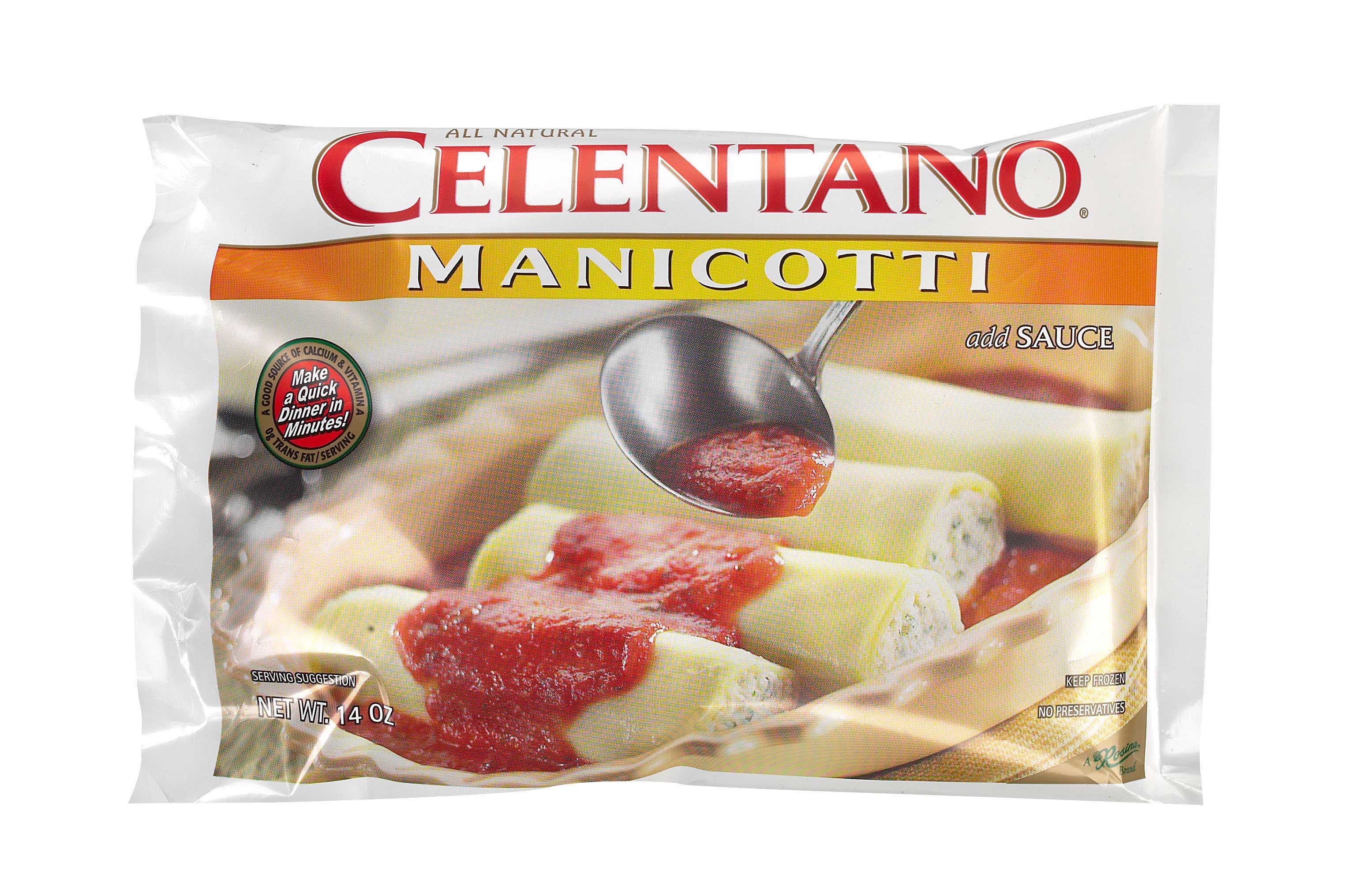 Celentano Manicotti Pasta With No Sauce Entree, 14 Ounce -- 12 Per Case