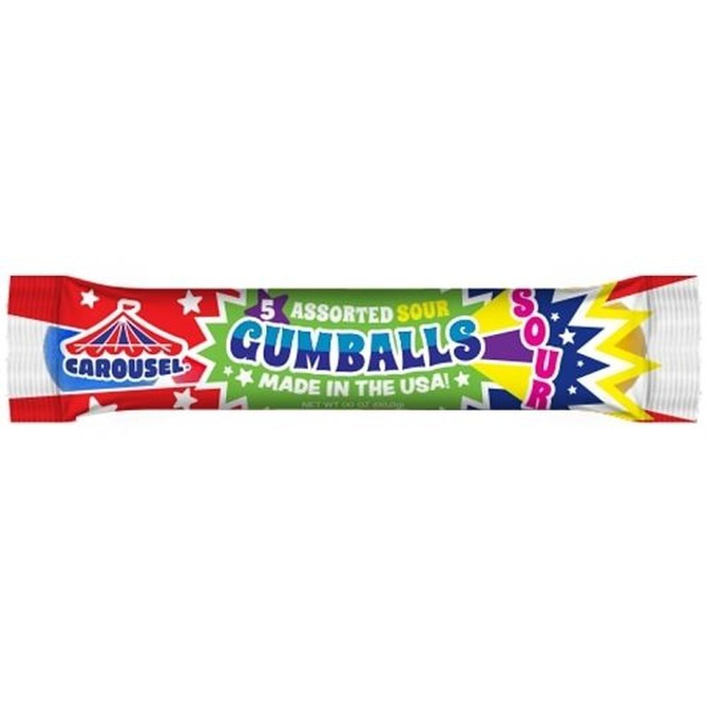 Carousel Sour 5 Gumball Tube -- 48 Per Case
