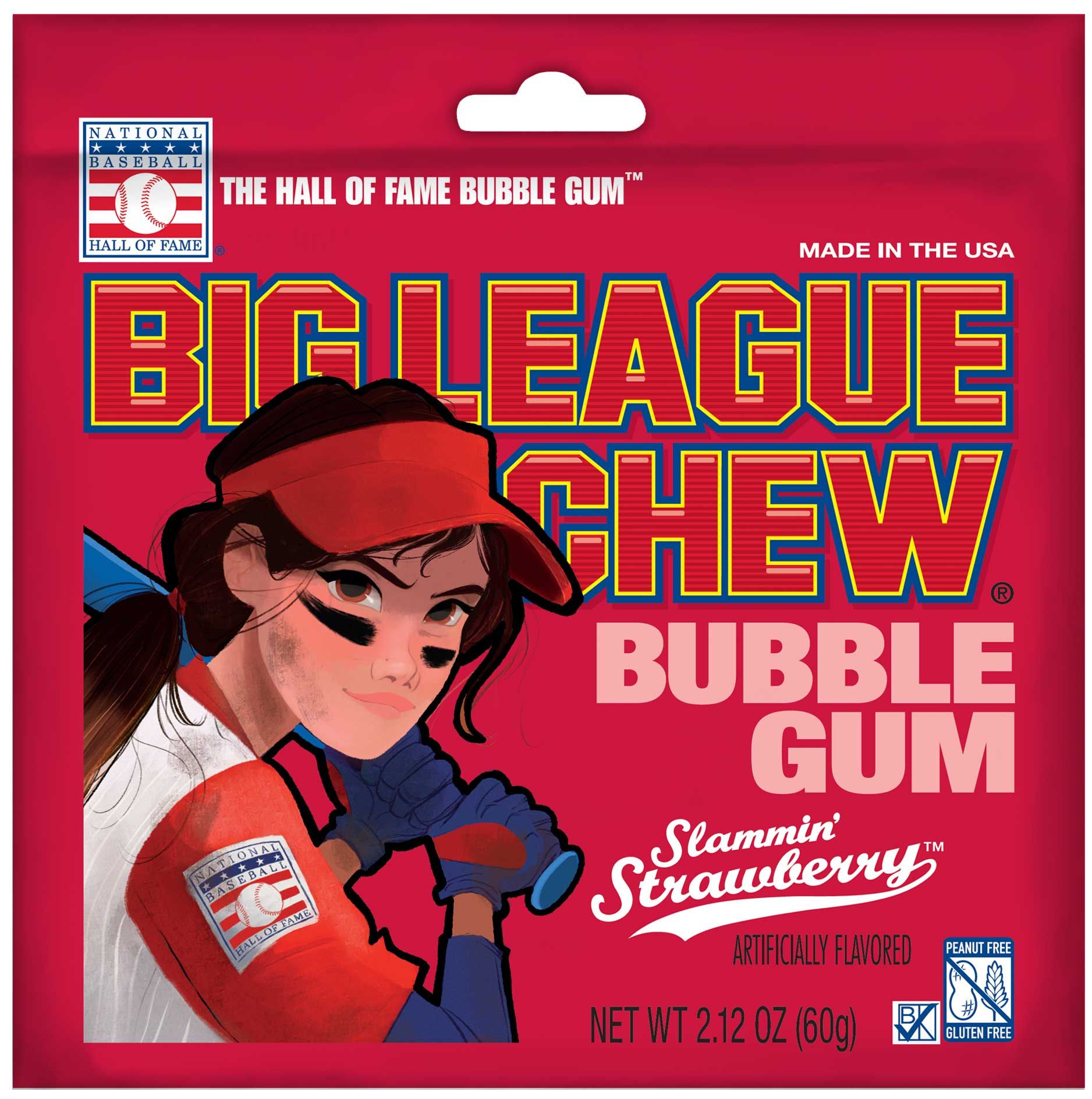 Big League Chew Strawberry Flavored Bubble Gum, 2.12 Ounce -- 108 Per Case