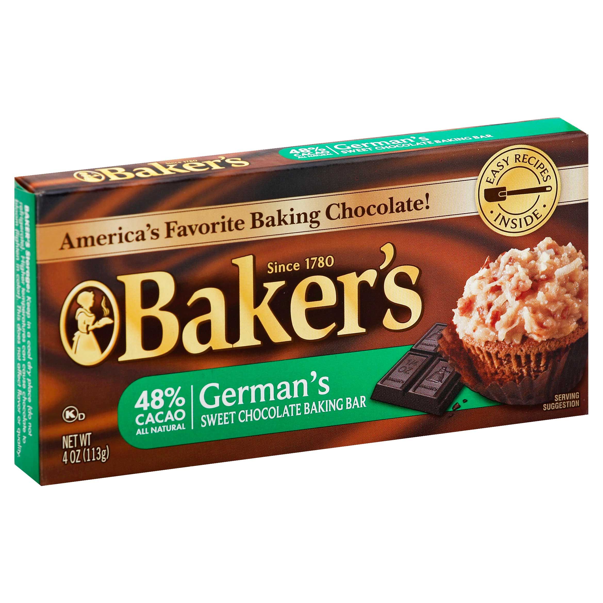 Baker's German Sweet Chocolate Baking Bar, 4 Ounce -- 12 Per Case