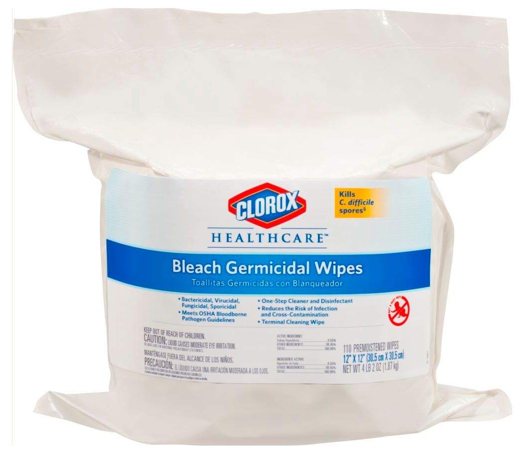 Clorox Healthcare Germicidal Bleach Wipes, 110 Count -- 2 Per Case