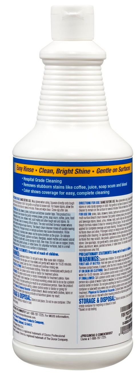 Clorox Bleach Cream Cleanser, 32 Fluid Ounce -- 8 Per Case