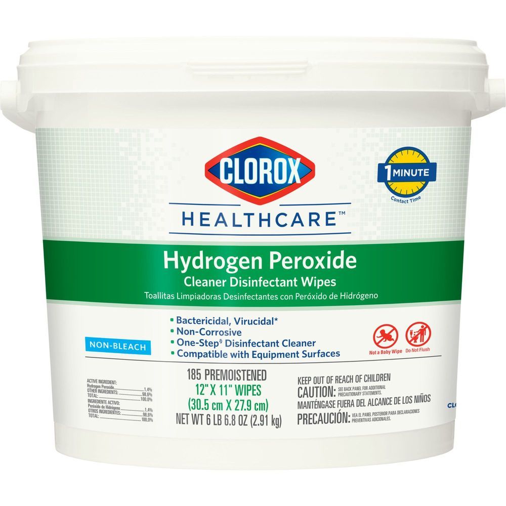 Clorox Healthcare Hydrogen Peroxide Cleaner Disinfectant Wipes, 185 Count Bucket -- 2 Per Case
