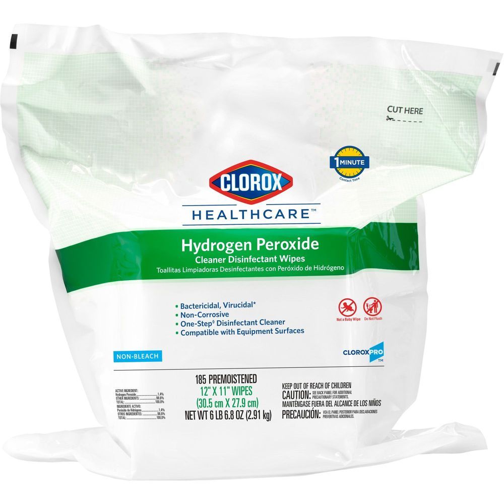 Clorox Healthcare Hydrogen Peroxide Cleaner Disinfectant Wipes, 185 Count Refill -- 2 Per Case