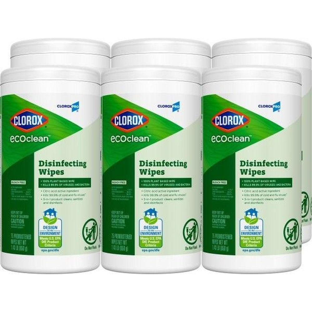 Clorox Pro Eco Clean Disinfecting Wipes, 75 Count -- 6 Per Case