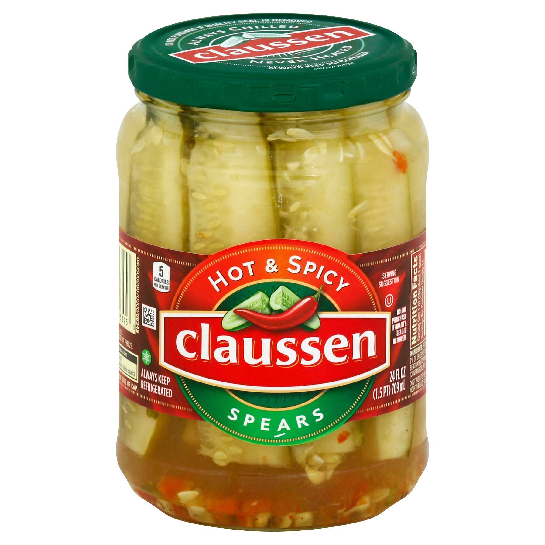 Claussen Hot And Spicy Spears Pickle, 24 Fluid Ounce -- 12 Per Case