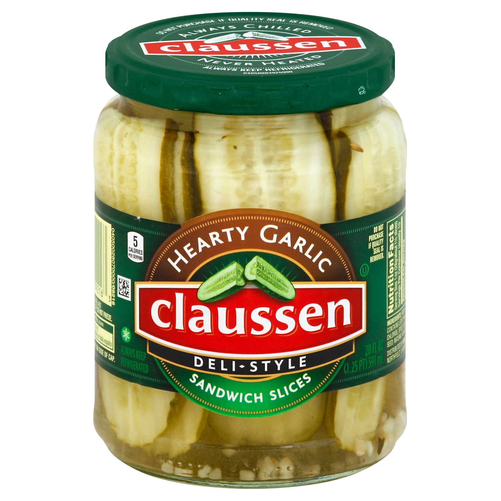 Claussen Deli Style Hearty Garlic Sandwich Slices Pickle, 20 Ounce -- 12 Per Case