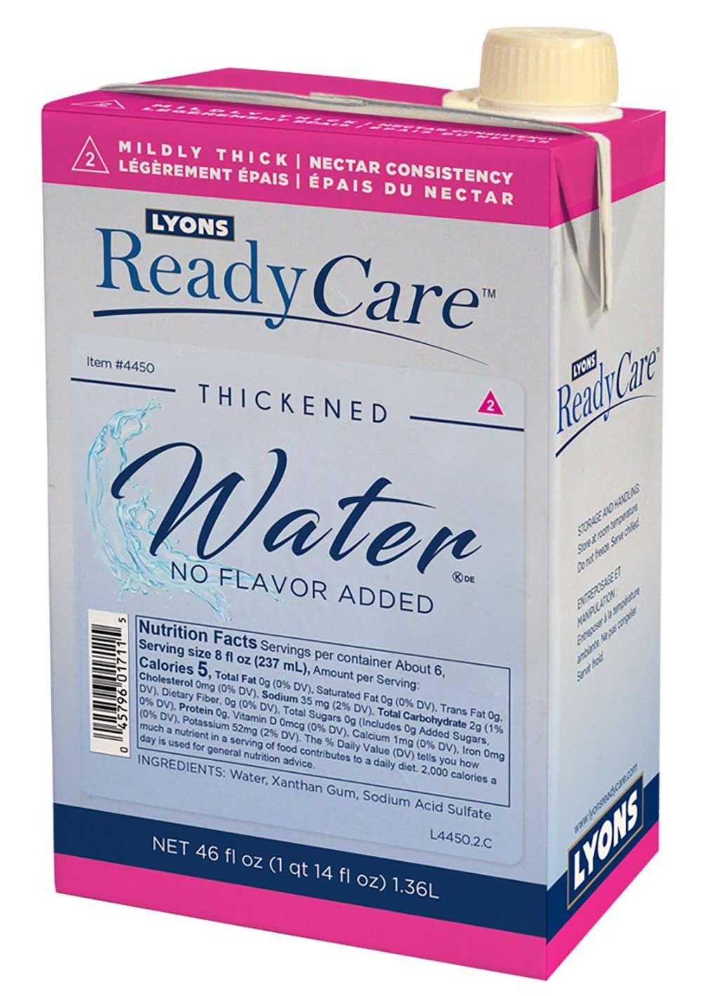 Lyons Ready Care Level 2 Nectar Non-flavored Thickened Water, 46 Fluid Ounce -- 6 Per Case